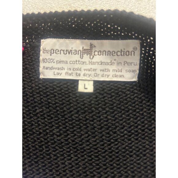 Vintage Peruvian Connection Pima Cotton Geometric Cardigan Sweater Large - Picture 4 of 5